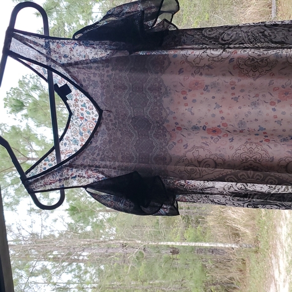 New Directions Boho Cold Shoulder Ditsy Floral Slipon Dress S Very Sheer… - Picture 17 of 17